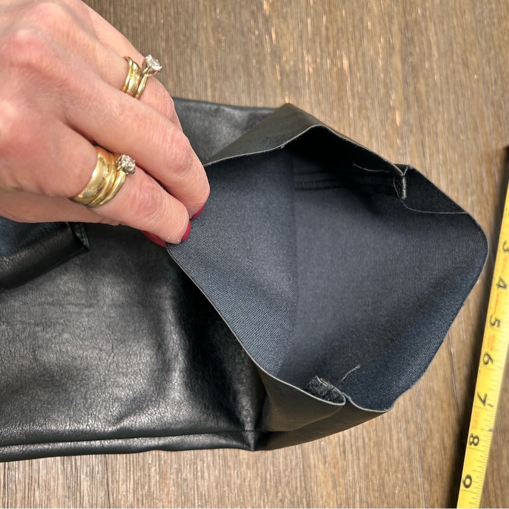 Princess Polly Black Faux Leather Pants High Waisted Straight Leg Raw Hem size 2 - Picture 4 of 12